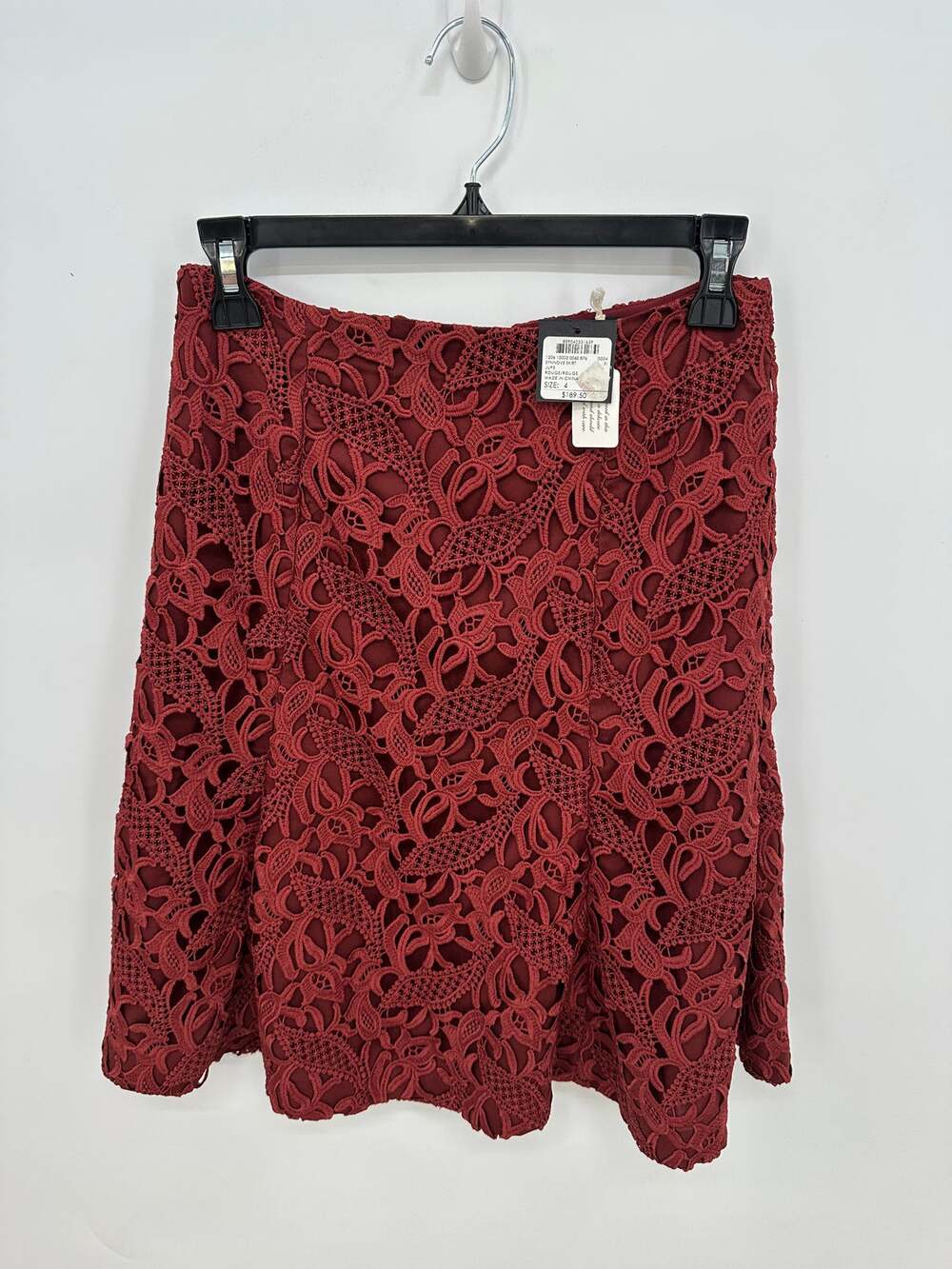 CLUB MONACO NWT A-Line Lace Maroon Skirt // 4